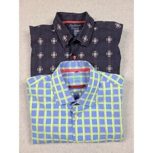 Luchiano Visconti Men's Large Button Up Shirt 2 Ply Mercerized Cotton Lot Of 2